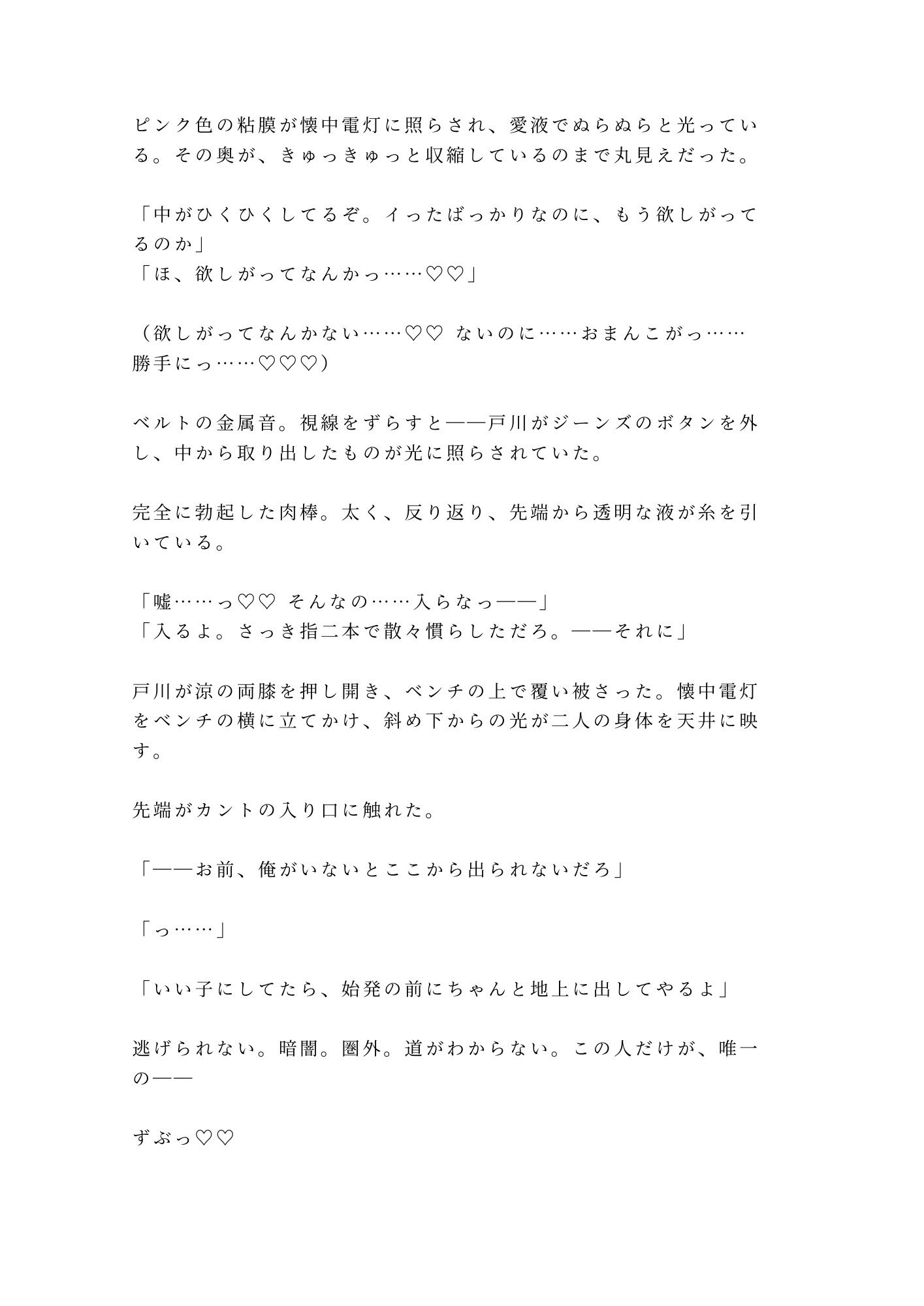 閉鎖された地下鉄廃駅で都市伝説マニアの先輩に暗闇に連れ込まれたカントボーイが恐怖と興奮の区別がつかなくなり廃ベンチで三回中出しされて完全に壊された話 - サンプル画像 10