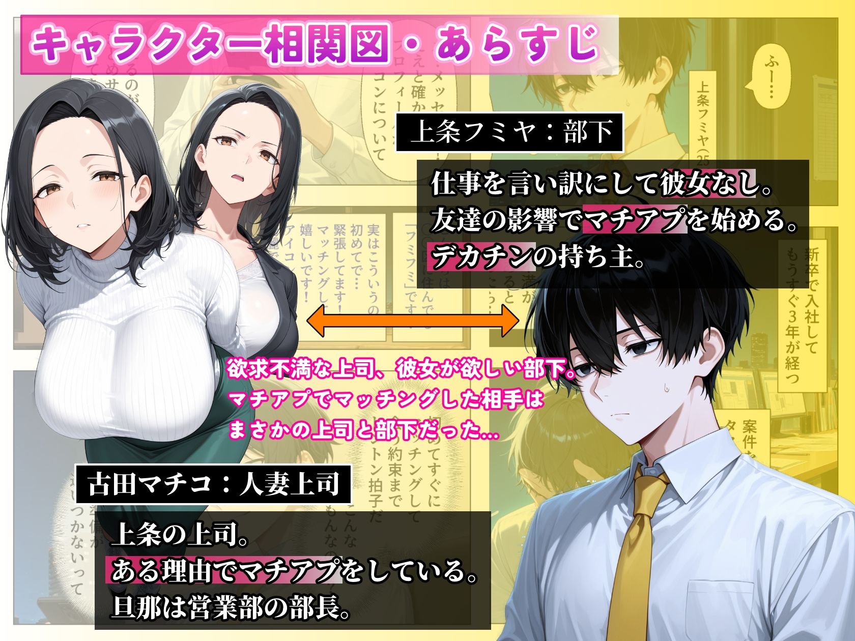 マチアプで出会った人妻は欲求不満な上司だった。デカチン精液まみれで寝とった（NTR）話 - サンプル画像 1