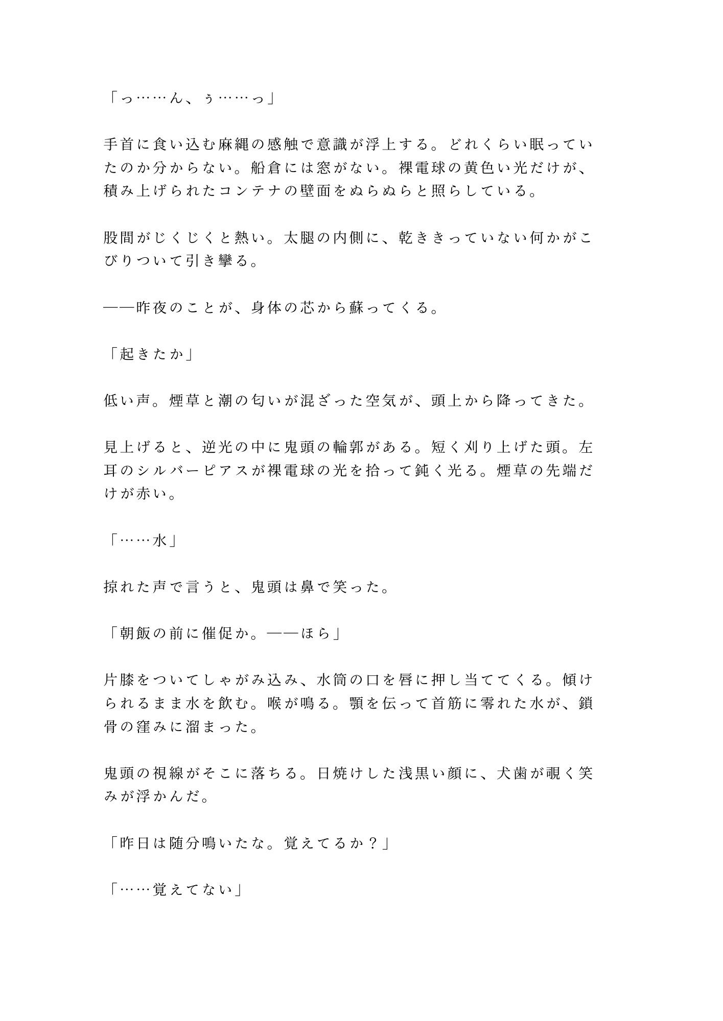 【監禁×拘束×中出し】貨物船の船底で密輸ブローカーに見つかった密航者が「お前は俺の積荷だ」と3日間ロープで繋がれカントを犯●れ尽くす話 - サンプル画像 2