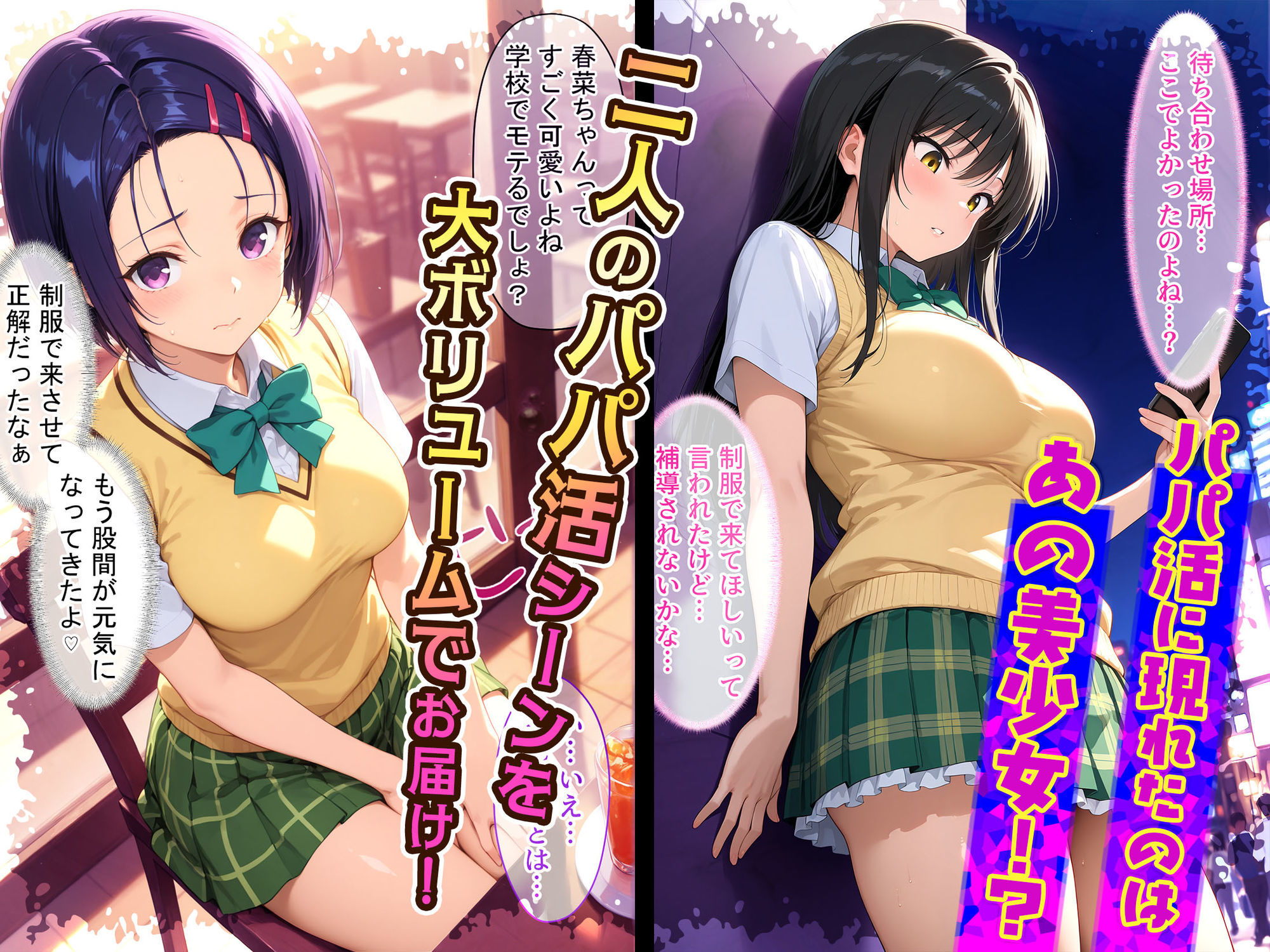 放課後、彼女たちはパパと会う  〜唯と春菜のはじめてのパパ活〜 - サンプル画像 1