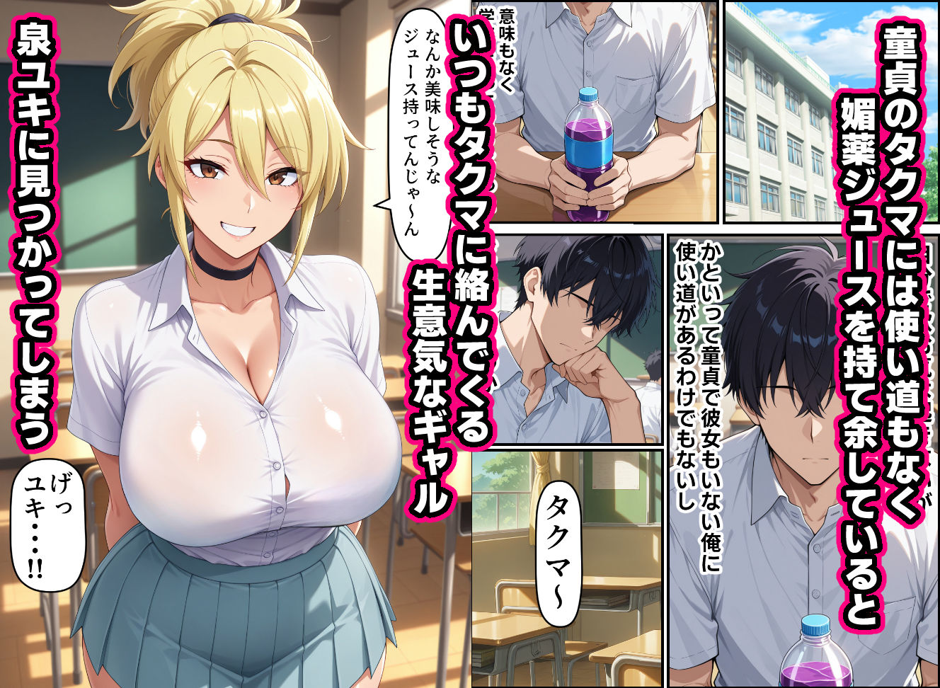 いつも絡んでくる生意気ギャルが媚薬ジュースをがぶ飲みしてしまう話 - サンプル画像 2