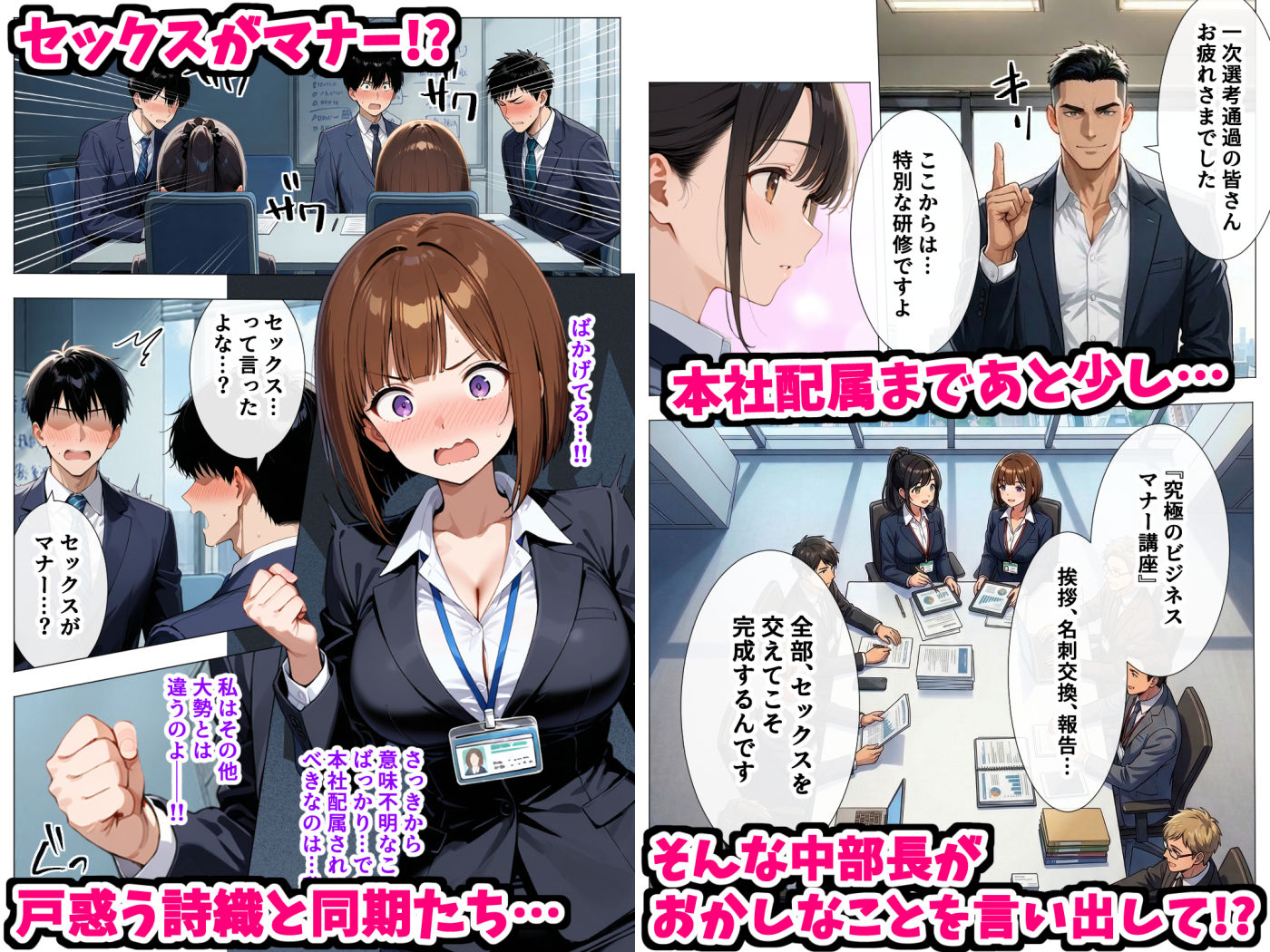 セックスはビジネスマナー！？新入社員を生ハメ中出し研修〜オフィスではセックスが新しい挨拶と評価基準になりました〜 - サンプル画像 3