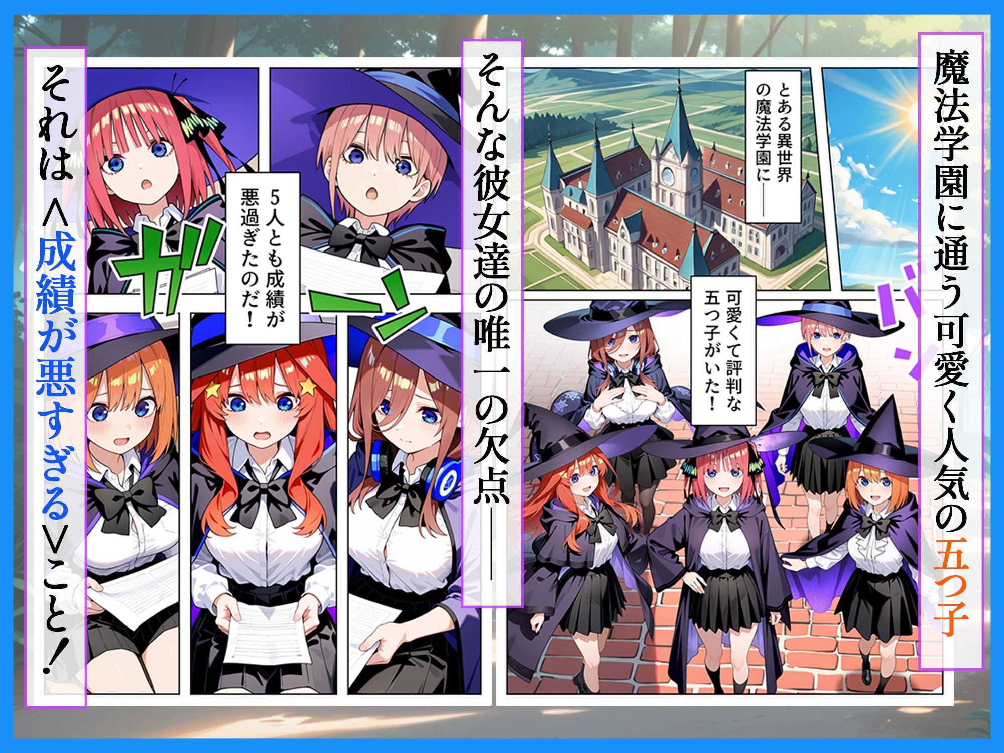 五等分のダンジョン 落第生の五つ子 追試で向かった迷宮でエロ教師の罠にハメられ発情SEX - サンプル画像 1