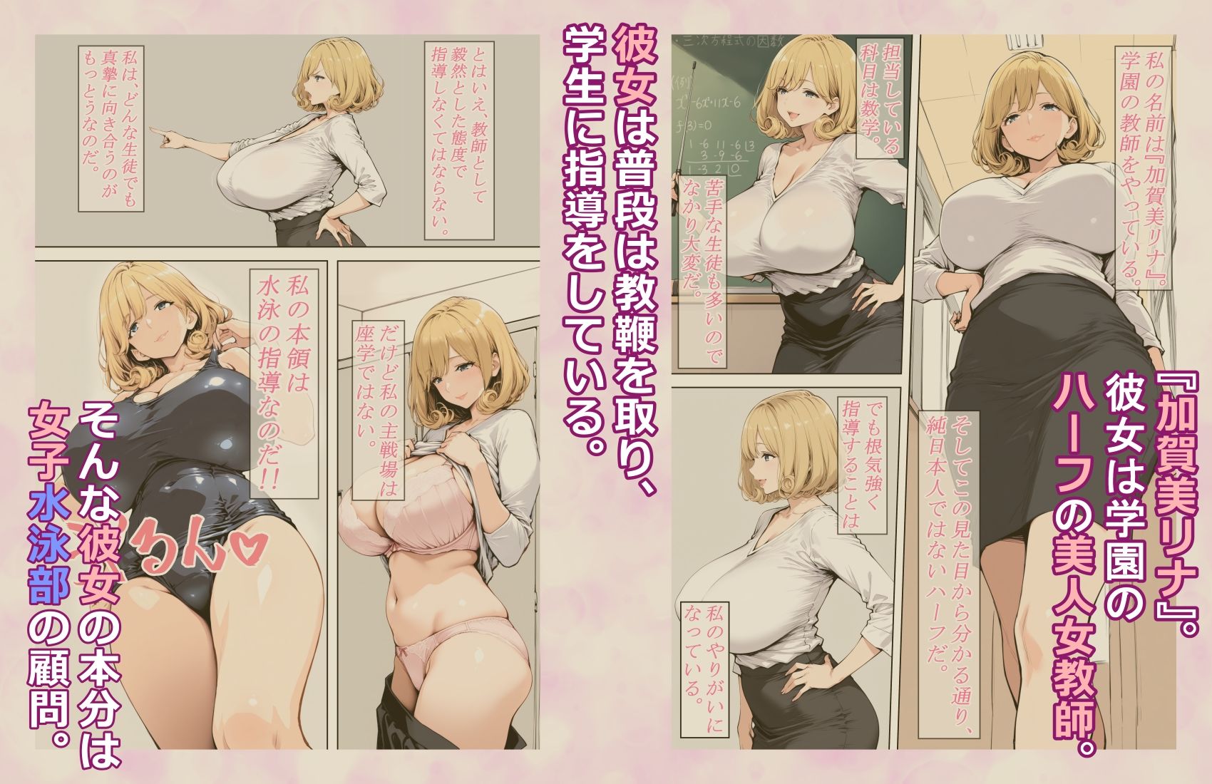 美人巨乳水泳教師に憑依したのでオナニーして教え子とレズセする！！ - サンプル画像 2