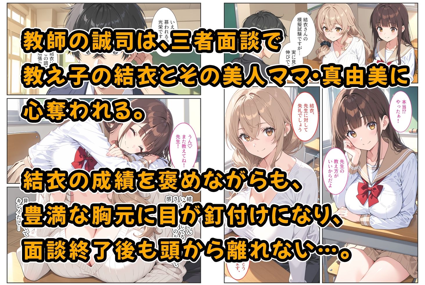 デリヘル呼んだら教え子のママが来たので孕ませました〜娘も一緒に種付けて腹ボテ家族に〜 - サンプル画像 1
