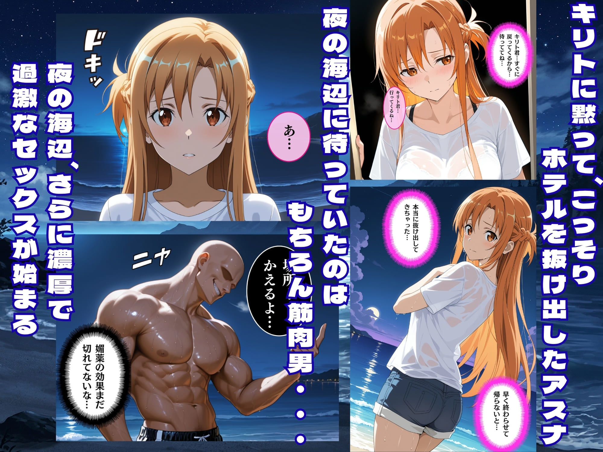 夏の海で堕ちるアスナ公開レ●プ完全肉奴●化 - サンプル画像 6