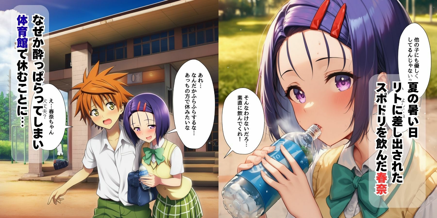 【完成版】ハーレムな学園生活・春奈とモモとララとねっとり勢いえっち - サンプル画像 1