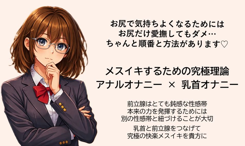 メスイキ達成のための 究極の方程式で絶頂を導く アナルオナニー×乳首オナニー   前立腺はとても鈍感な性感帯 本来の力を発揮するためには 別の性感帯を紐づけることが大切 乳首と前立腺をつなげて究極の快楽メスイキを貴方に - サンプル画像 1