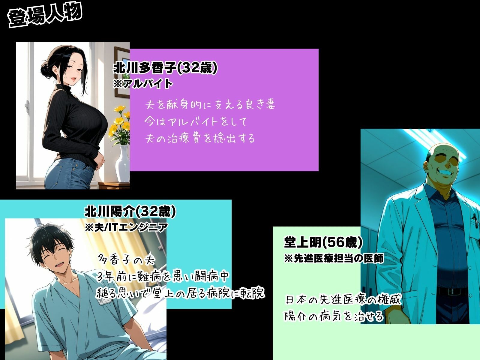 夫の為にできる事。先進医療の代償は熟れた人妻の汗ばんだ乳房 - サンプル画像 2