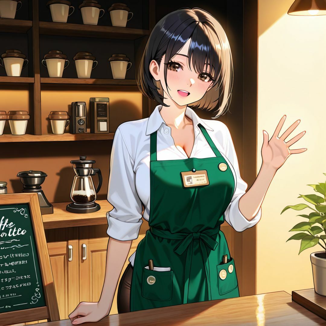 巨乳カフェバイト 彼女がマッスル 店長にNTR 中出し懇願墜ち - サンプル画像 1