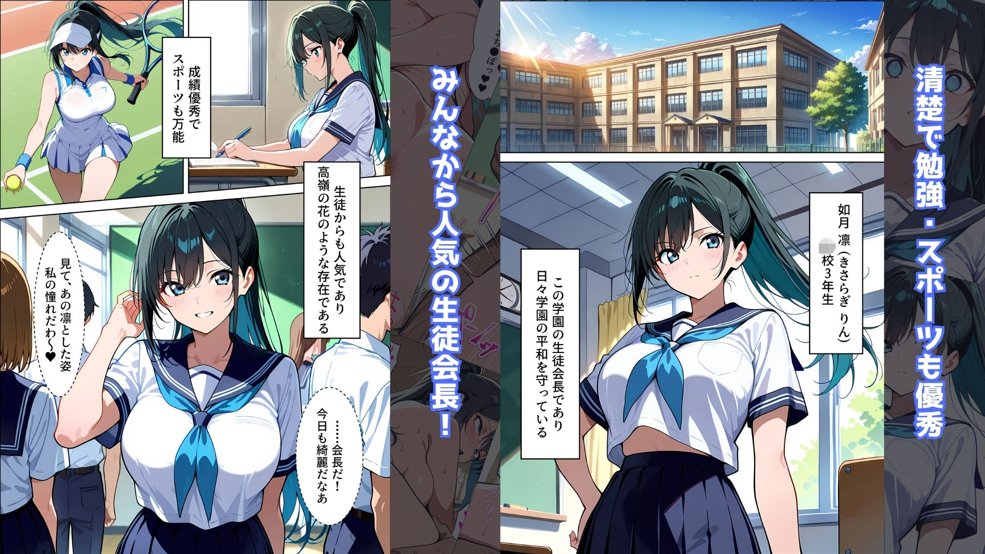 【催●アプリ】〜清楚な生徒会長が大嫌いな豚教師に常識改変されておち●ぽ大好きにさせられる話〜 - サンプル画像 1