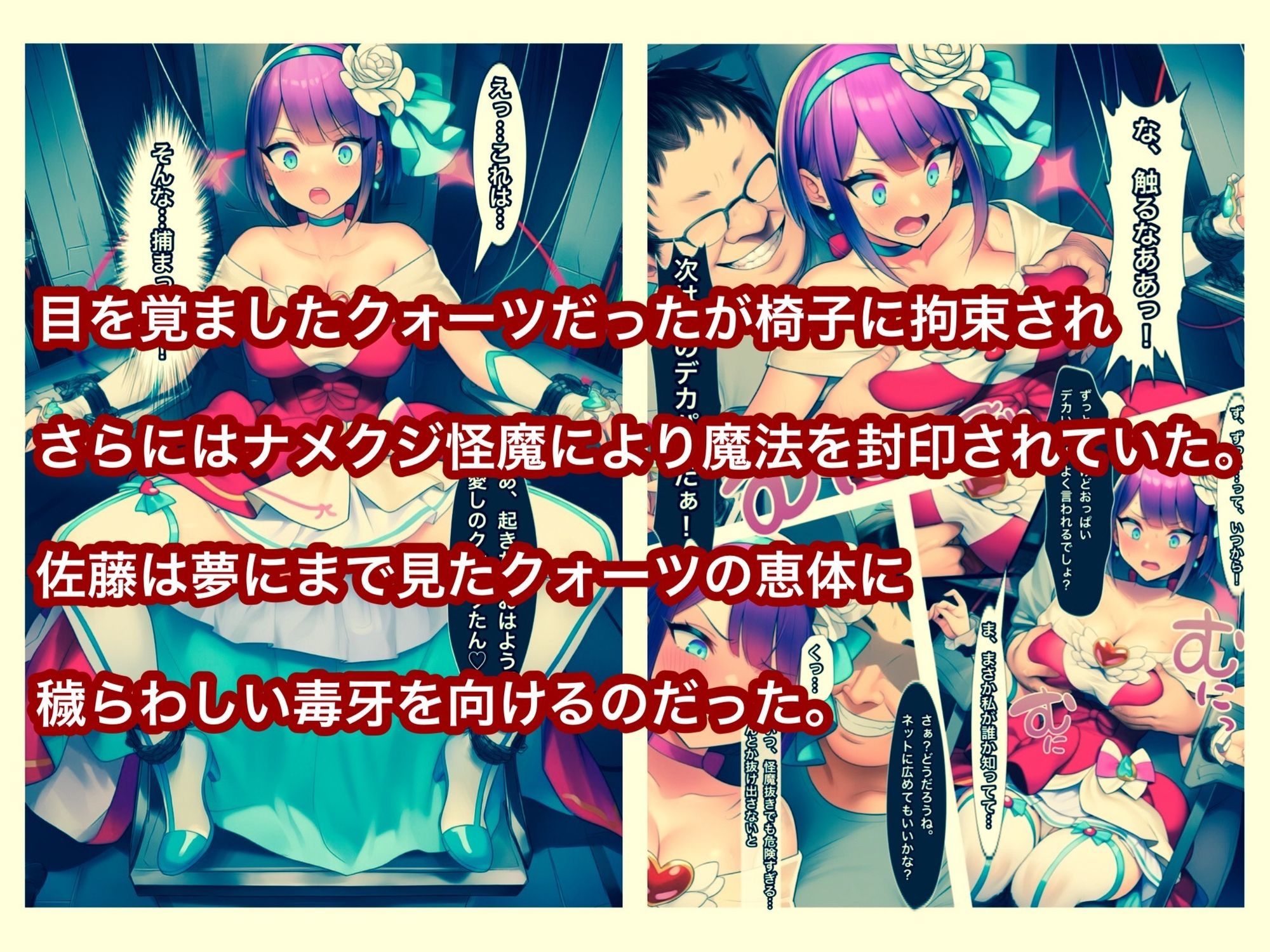 魔法少女ピュアクォーツvsナメクジ怪魔とキモ男  ふたなり化人格排泄で大ピンチ - サンプル画像 3