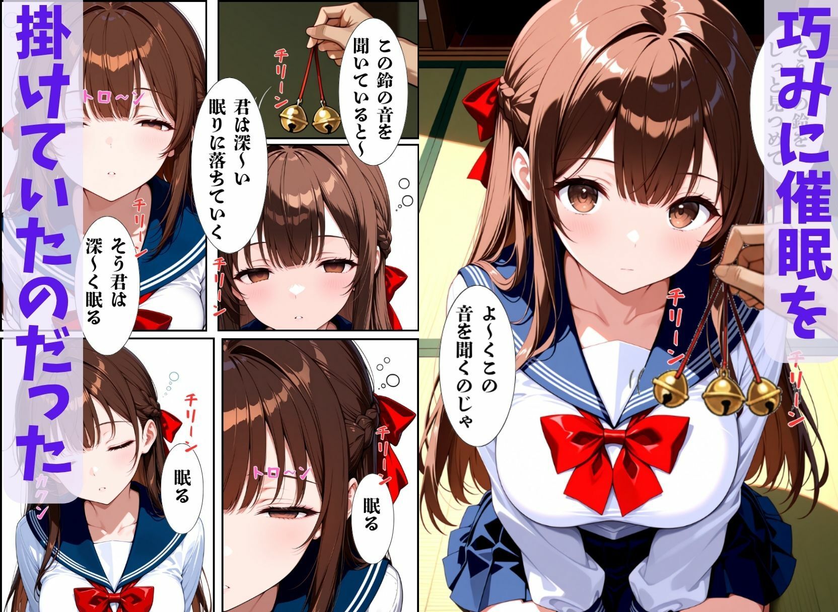 巨乳JKの巫女さんは催●術掛けられて性人形になる - サンプル画像 4