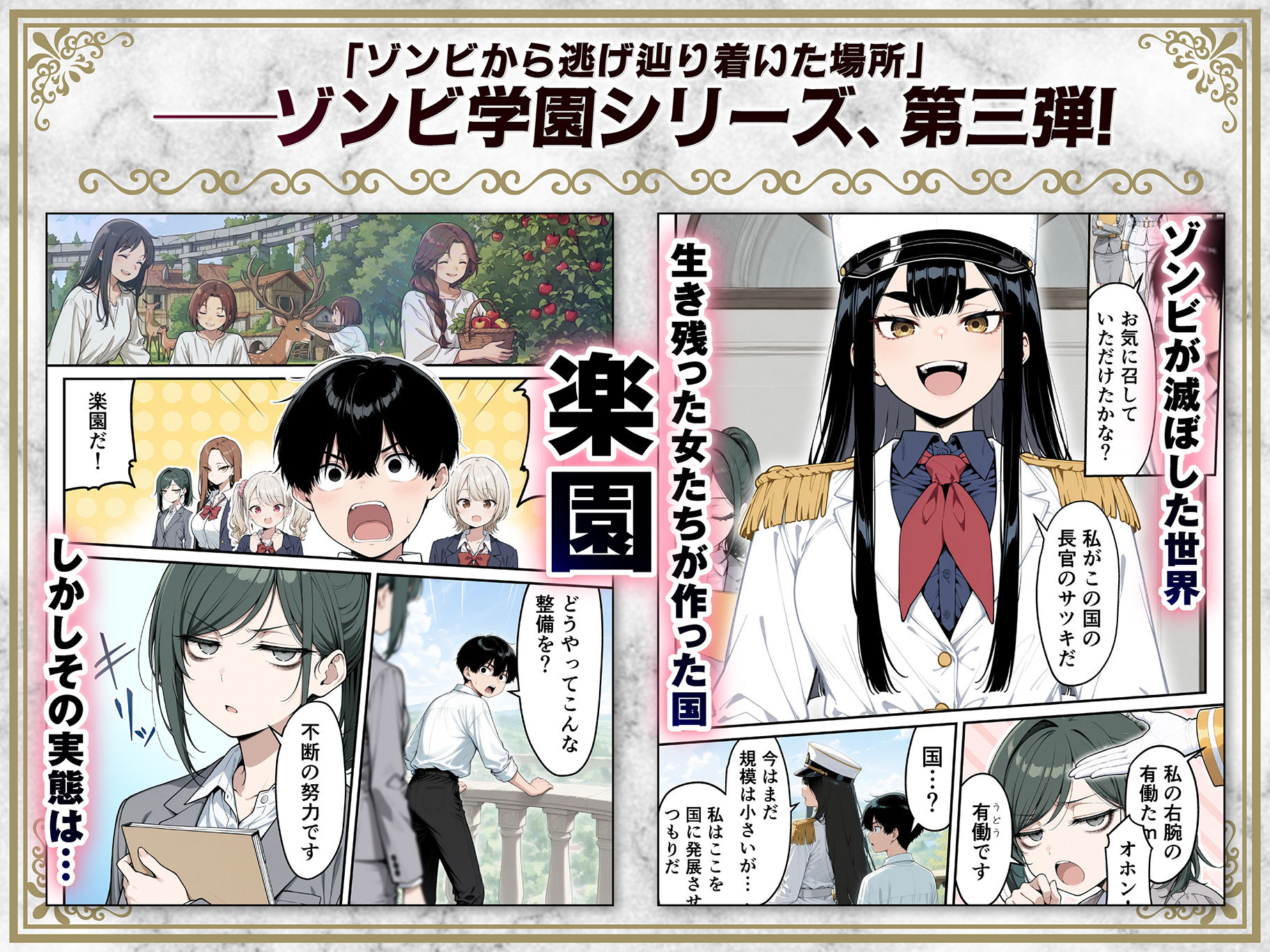 太眉おっぱい長官と貧乳ジト目副官にワクチンポな僕が搾精部屋へ閉じ込められる話 - サンプル画像 2