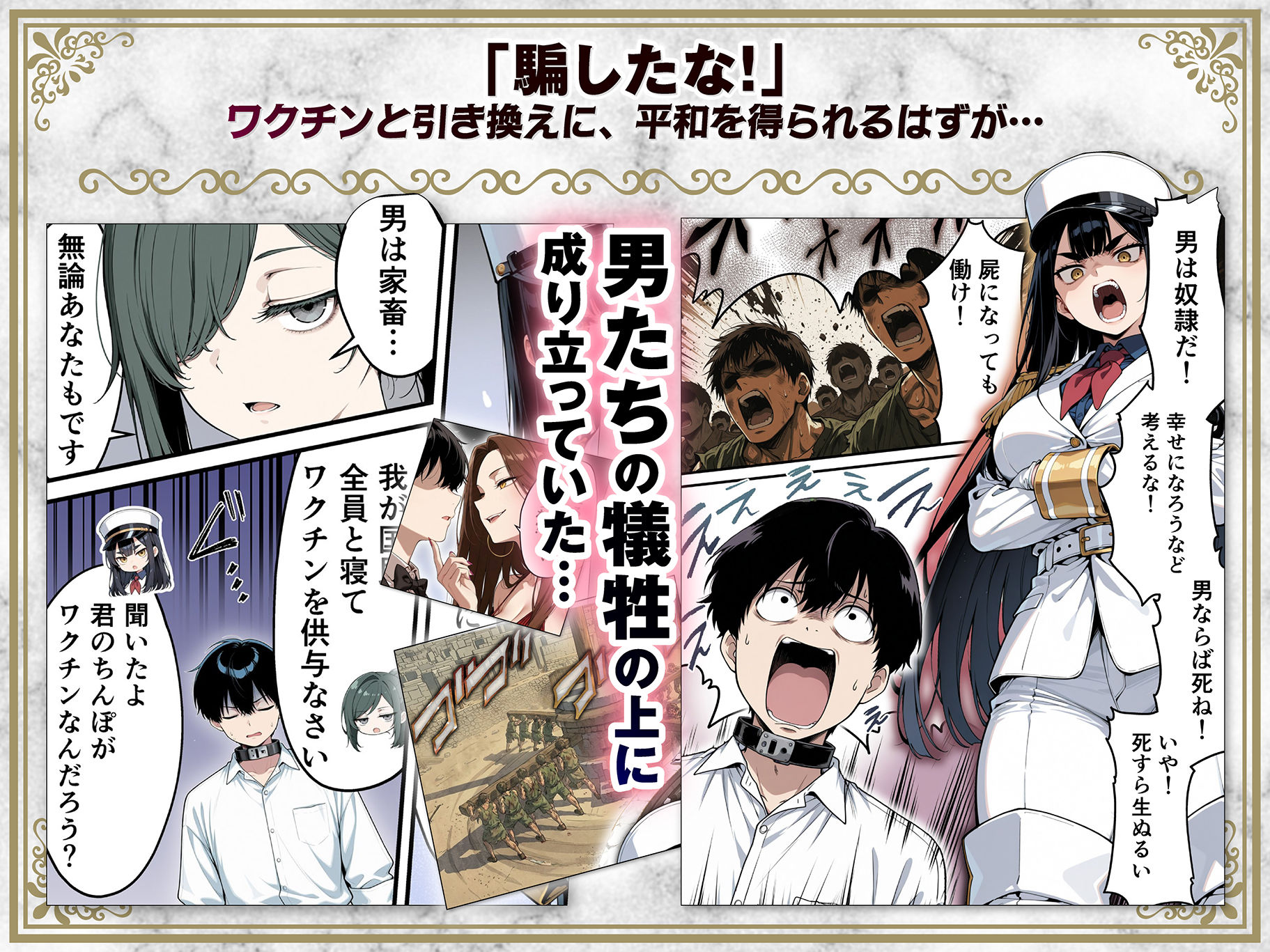 太眉おっぱい長官と貧乳ジト目副官にワクチンポな僕が搾精部屋へ閉じ込められる話 - サンプル画像 3