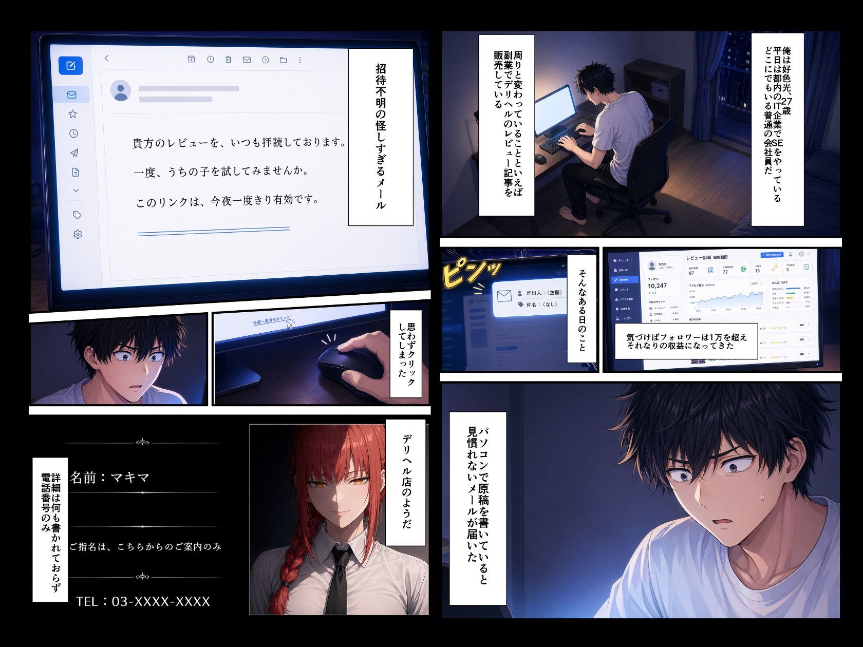 アニメデリヘル マキ◯編 〜赤髪ロングのS系お姉さんデリヘル嬢と朝まで生セックス〜 - サンプル画像 2