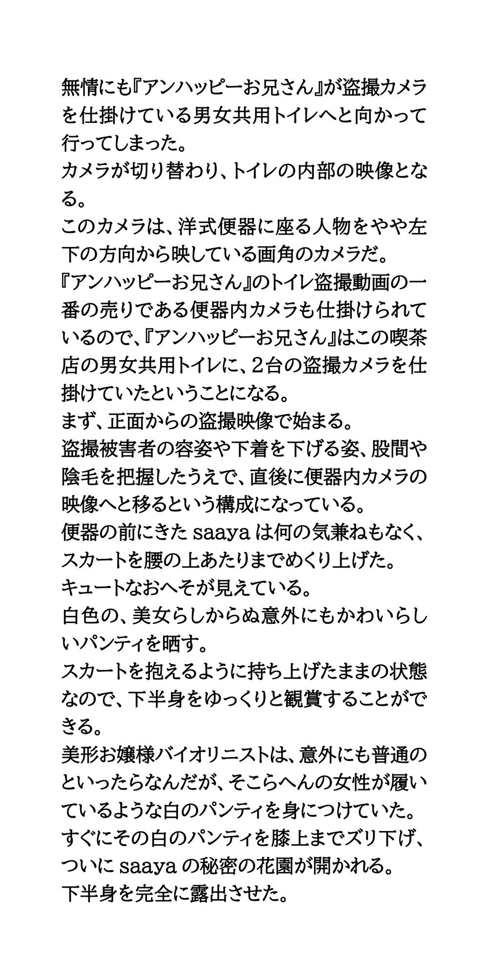 【身近に潜む現代の闇】実際に起こった盗撮事件簿（2）。美人バイオリニスト、トイレ盗撮事件 - サンプル画像 8