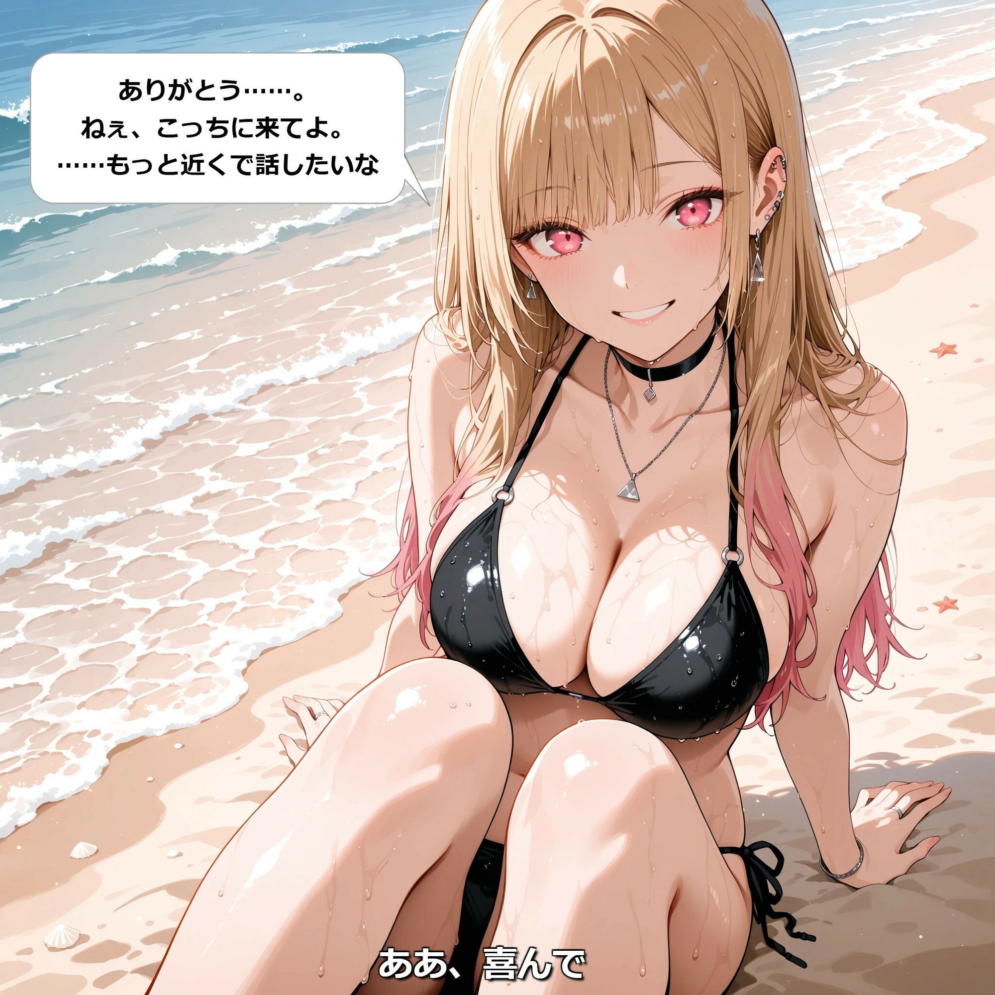 【フルカラー漫画】真夏の砂浜で重なり合う、喜多●海夢との秘密のひととき - サンプル画像 3