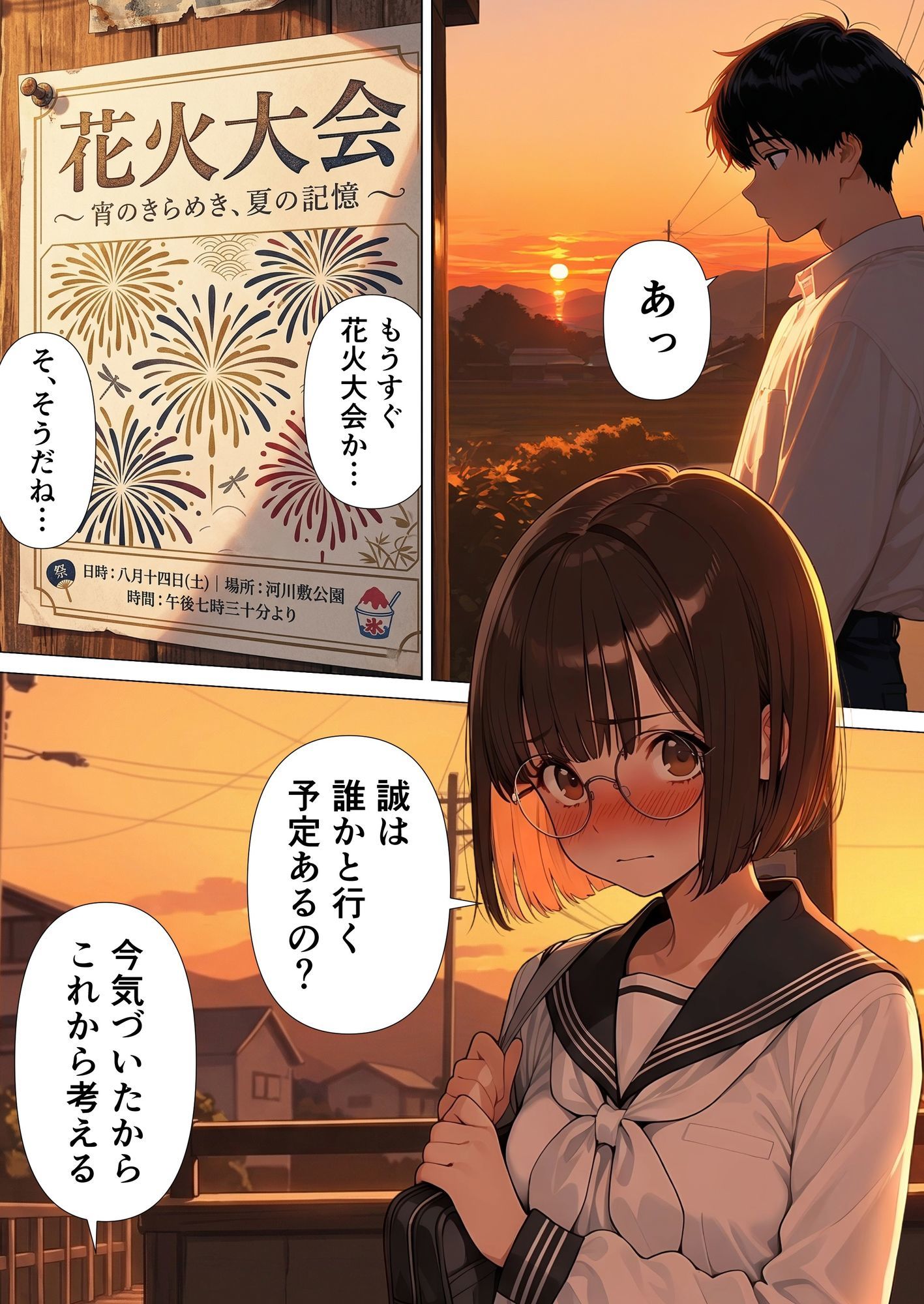 地味眼鏡の幼馴染と夏祭りデートしたら交尾することになった - サンプル画像 1