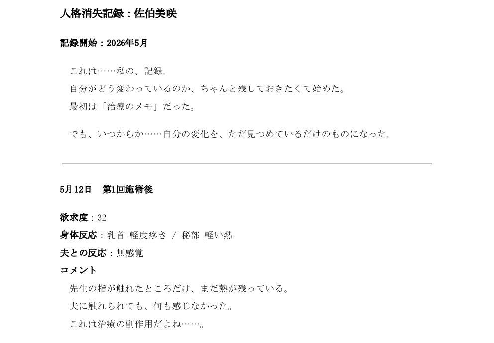 人格消失記録｜最終観察ログ SA-01 - サンプル画像 1