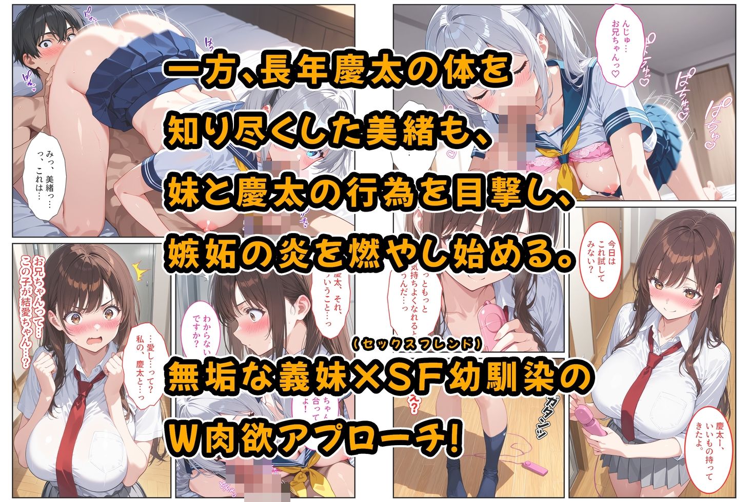 義妹ができたら幼馴染が嫉妬爆発！〜義妹と幼馴染のW爆乳ハーレム中出しセックス〜 - サンプル画像 7