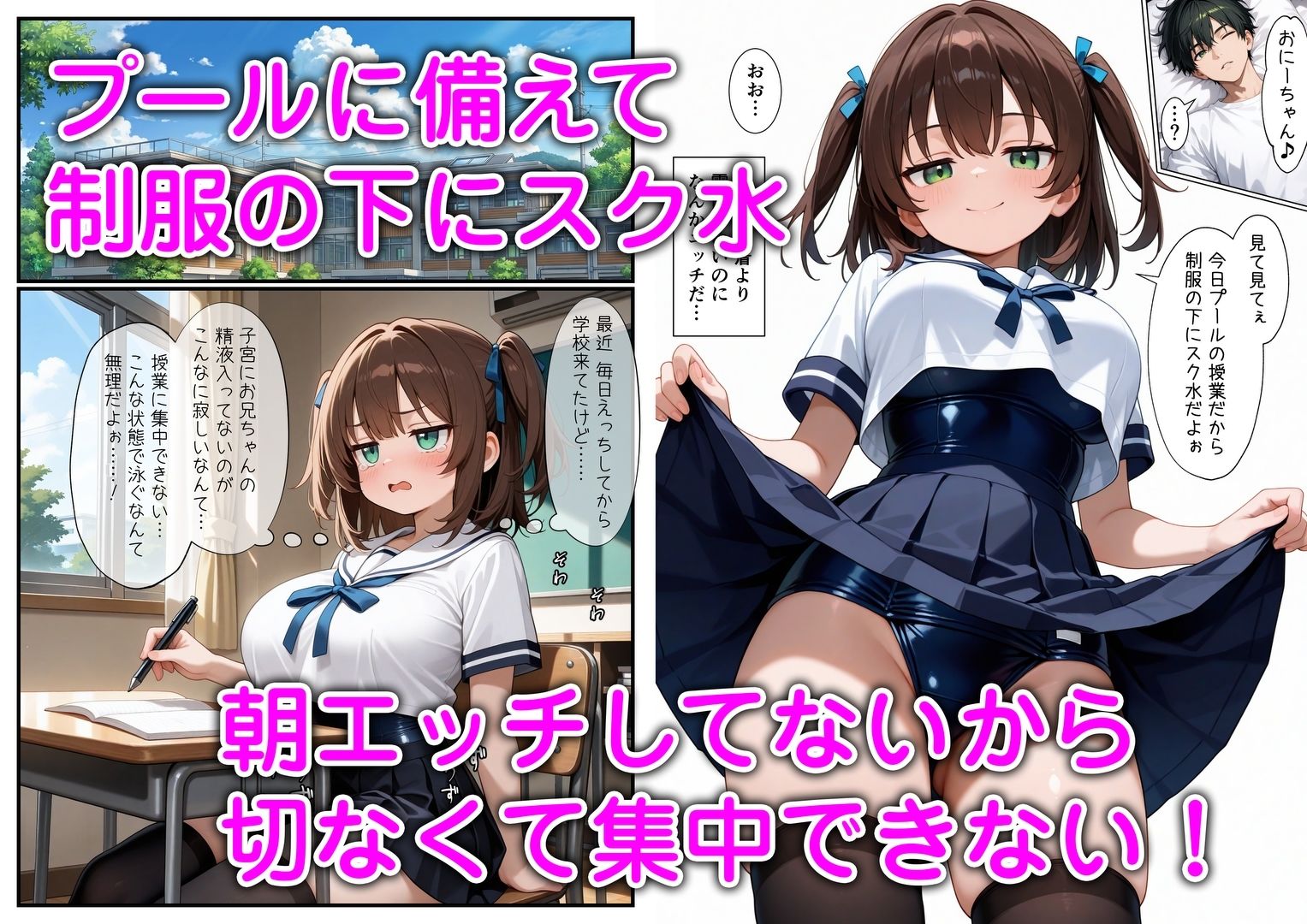 妹と恋人ごっこ 交尾ごっこ2  〜セーラー服＆スク水H編〜 - サンプル画像 3
