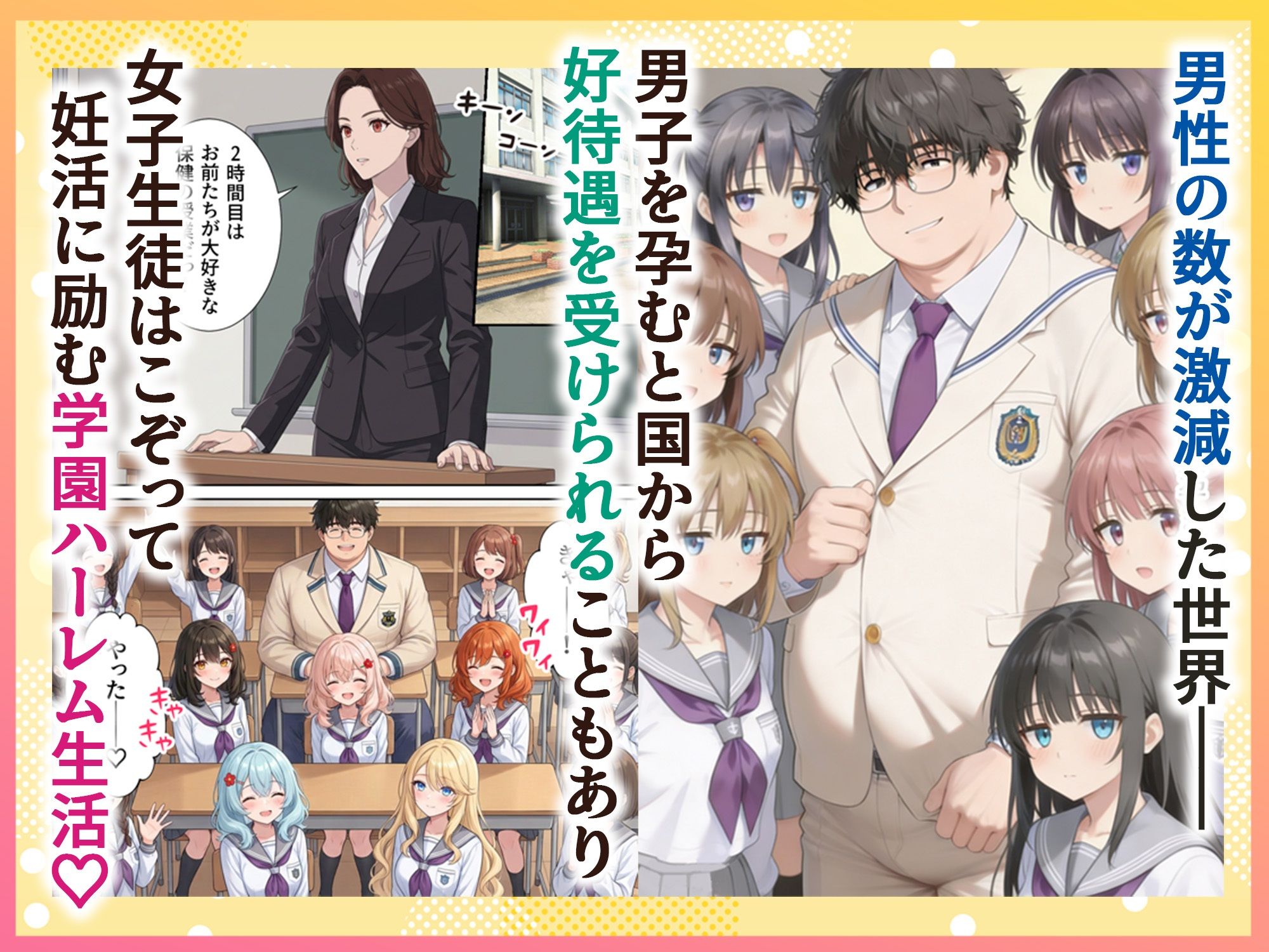 妊活ハーレム学園3 〜男子が俺だけの学校！デブスでもチンモテする世界！リボーンズ〜 - サンプル画像 1