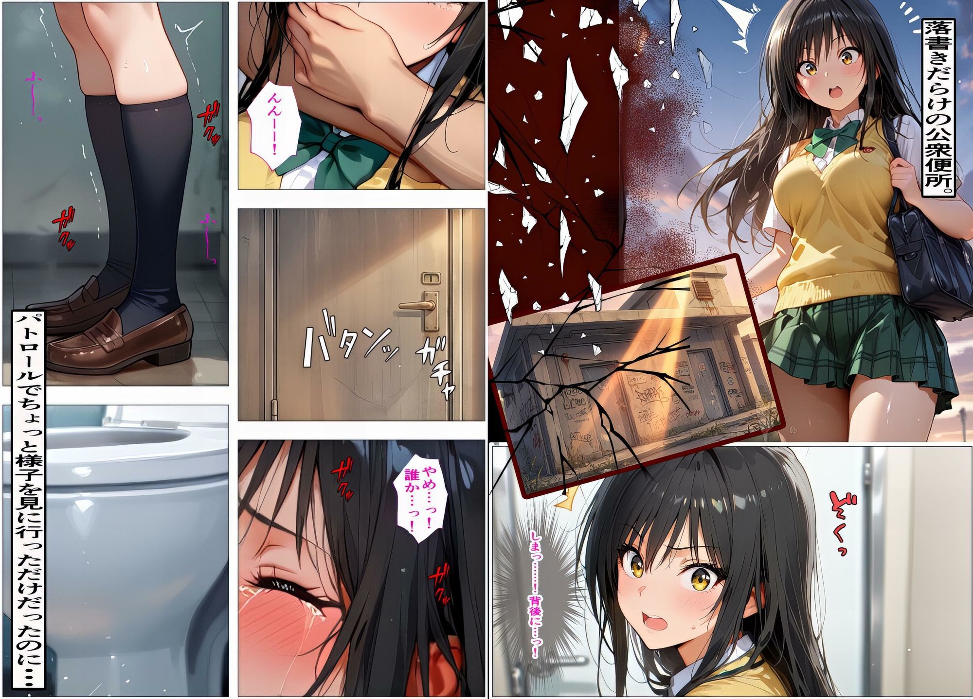 【公衆便所で鍵を閉められて】夕方18時、肉便器に変えられた委員長 - サンプル画像 2