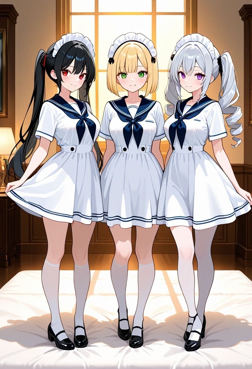 に○さんじ3人娘とご奉仕トリプル 〜お嬢様メイド・真面目委員長・高貴なお姫様と夢の一夜〜 - サンプル画像 4