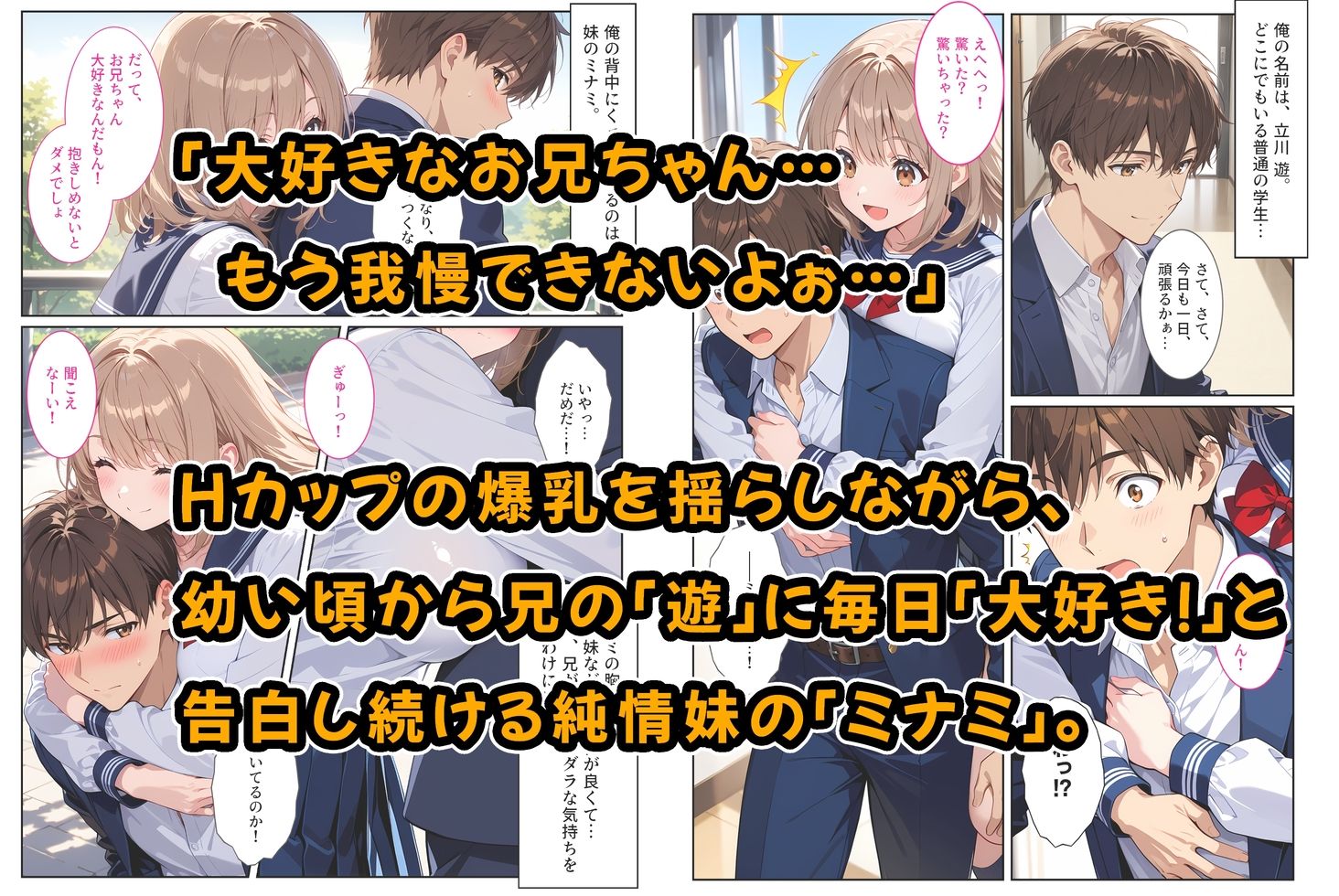 間違って媚薬を飲んで発情しちゃった爆乳妹が大好きな兄に中出しおねだりしてきた！ - サンプル画像 1