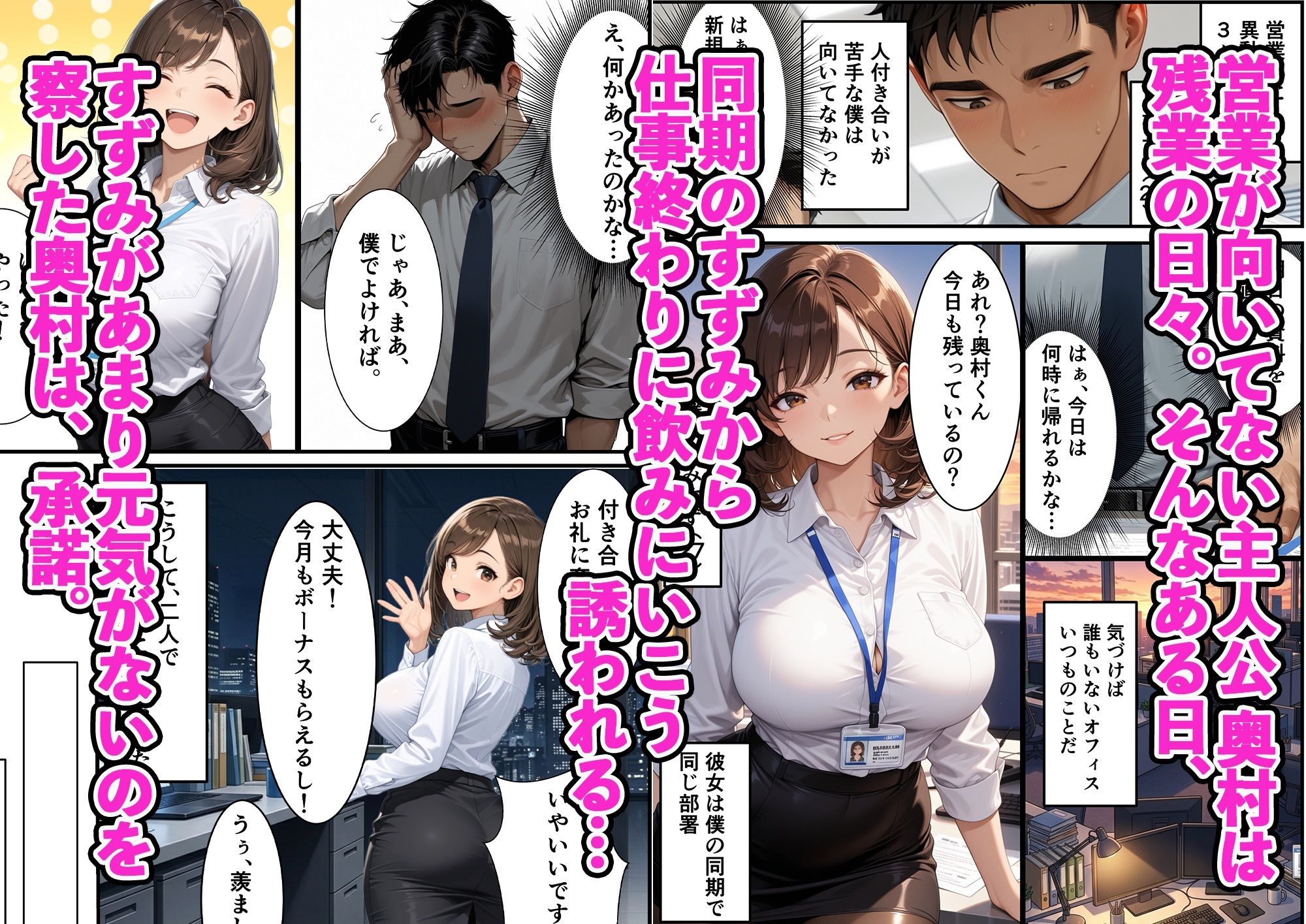 爆乳ハイスペ人妻同期と童貞の僕がイチャラブセックスする話 - サンプル画像 1