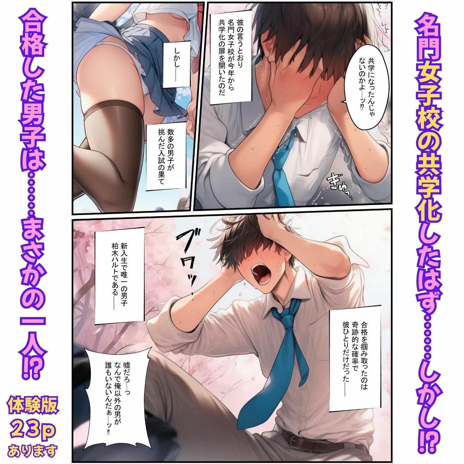 絶頂ハーレム学園！風紀委員の美少女と濃厚中出し - サンプル画像 1