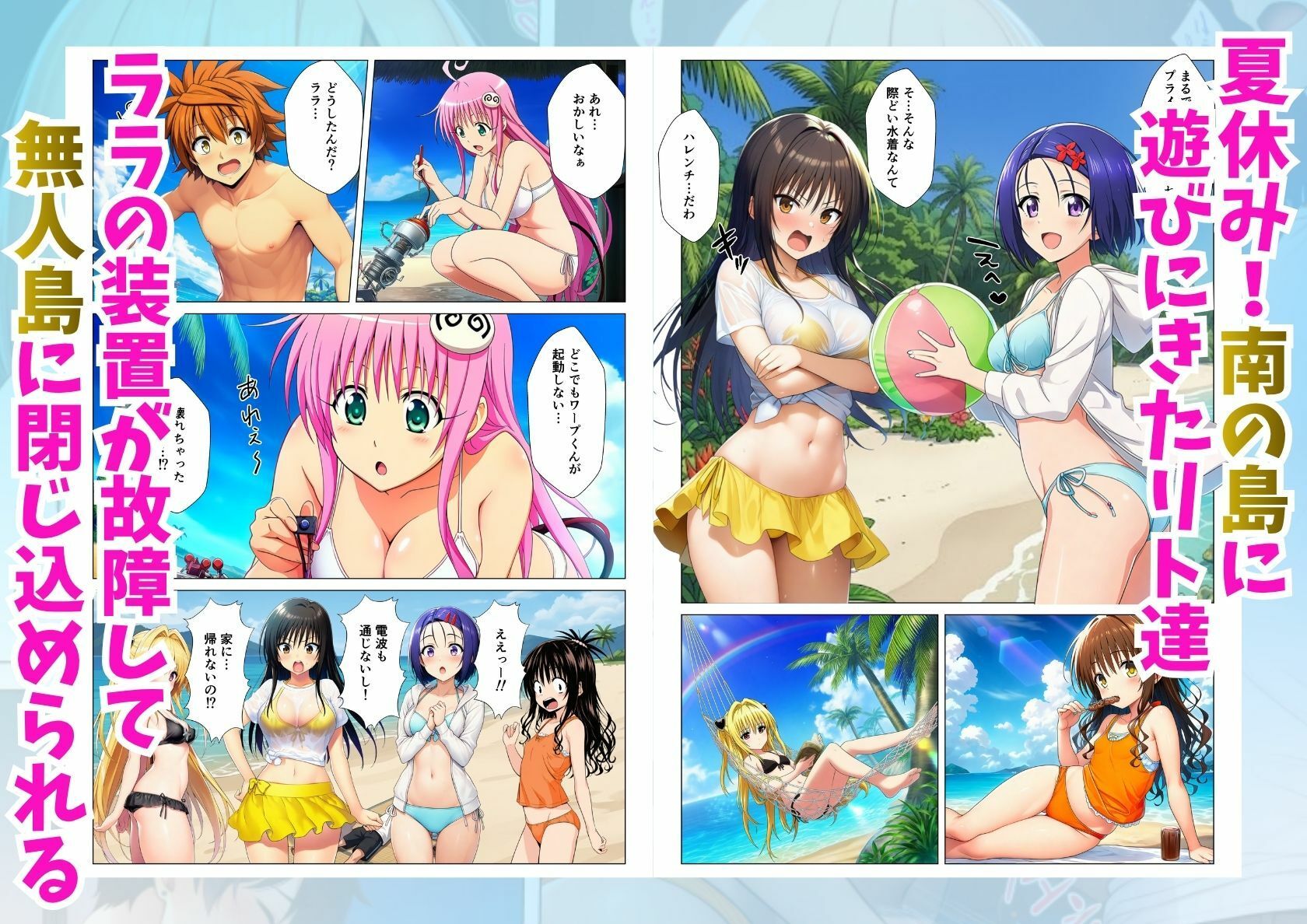 無人島でとらぶるハーレム！リトとヒロイン達のハレンチなサバイバル生活 - サンプル画像 1