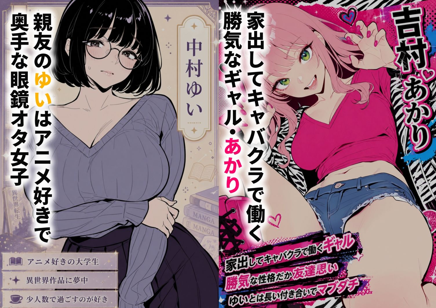 筋肉コスプレ男にハマったキャバ嬢ギャル  親友の地味オタ女子まで誘って3P堕ち - サンプル画像 1