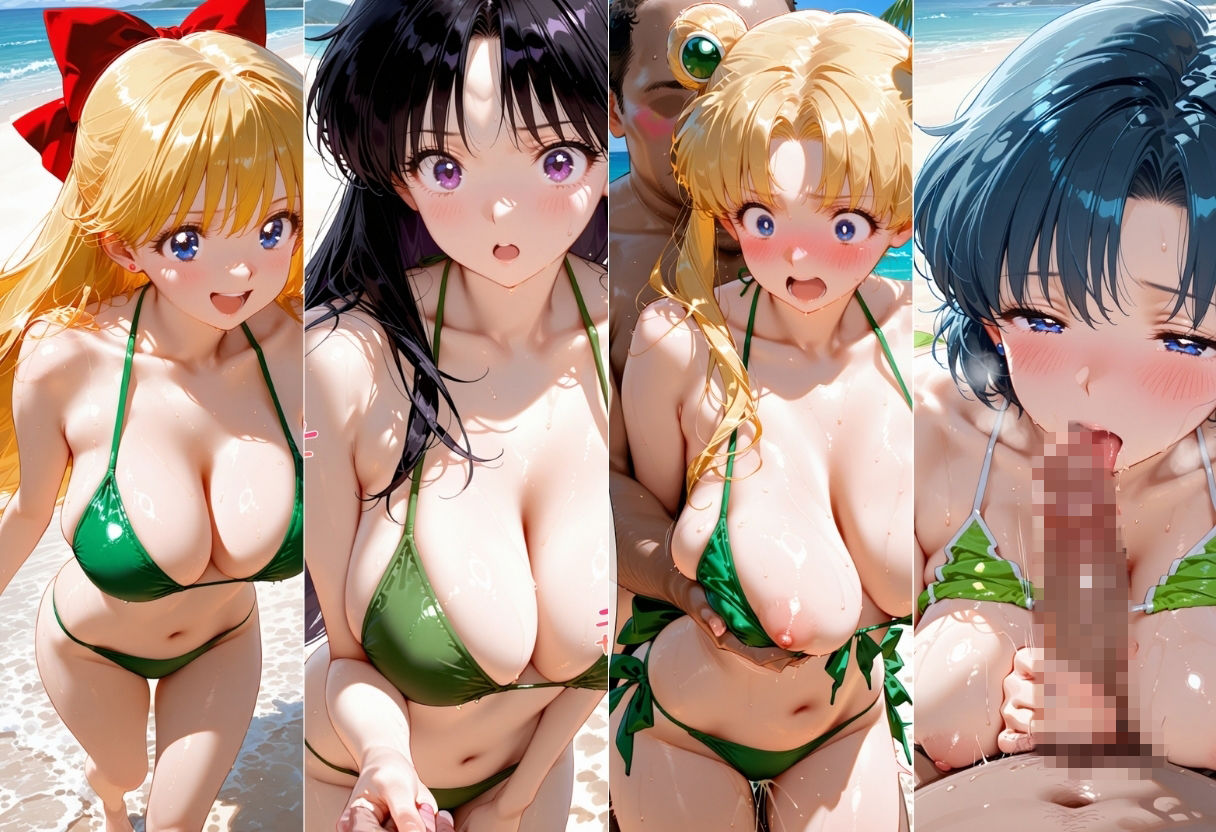 ビーチで出会った美女をナンパしてメス堕ちさせた話 セー○ームーン - サンプル画像 1