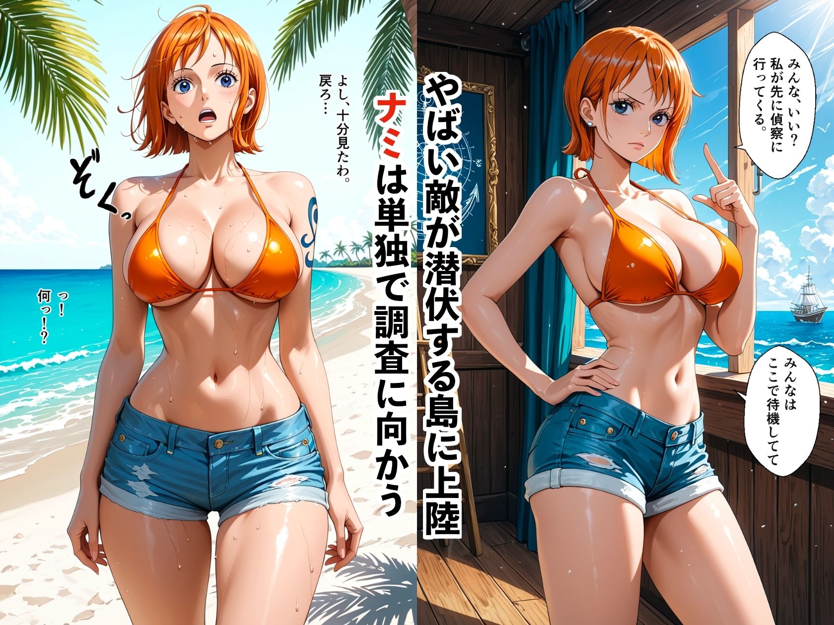 航海士ナミ  メス堕ち  大海賊に肉便器化された中出し調教 - サンプル画像 1