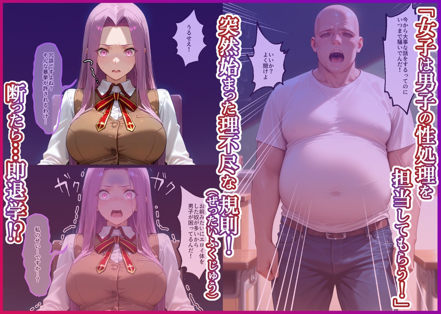 S○Xしないと即退学？ 今日から全員強●性処理部（はーと）中出しでご奉仕ポイント大量GET快楽堕ち凌●学園  フェ〇ト編 - サンプル画像 1
