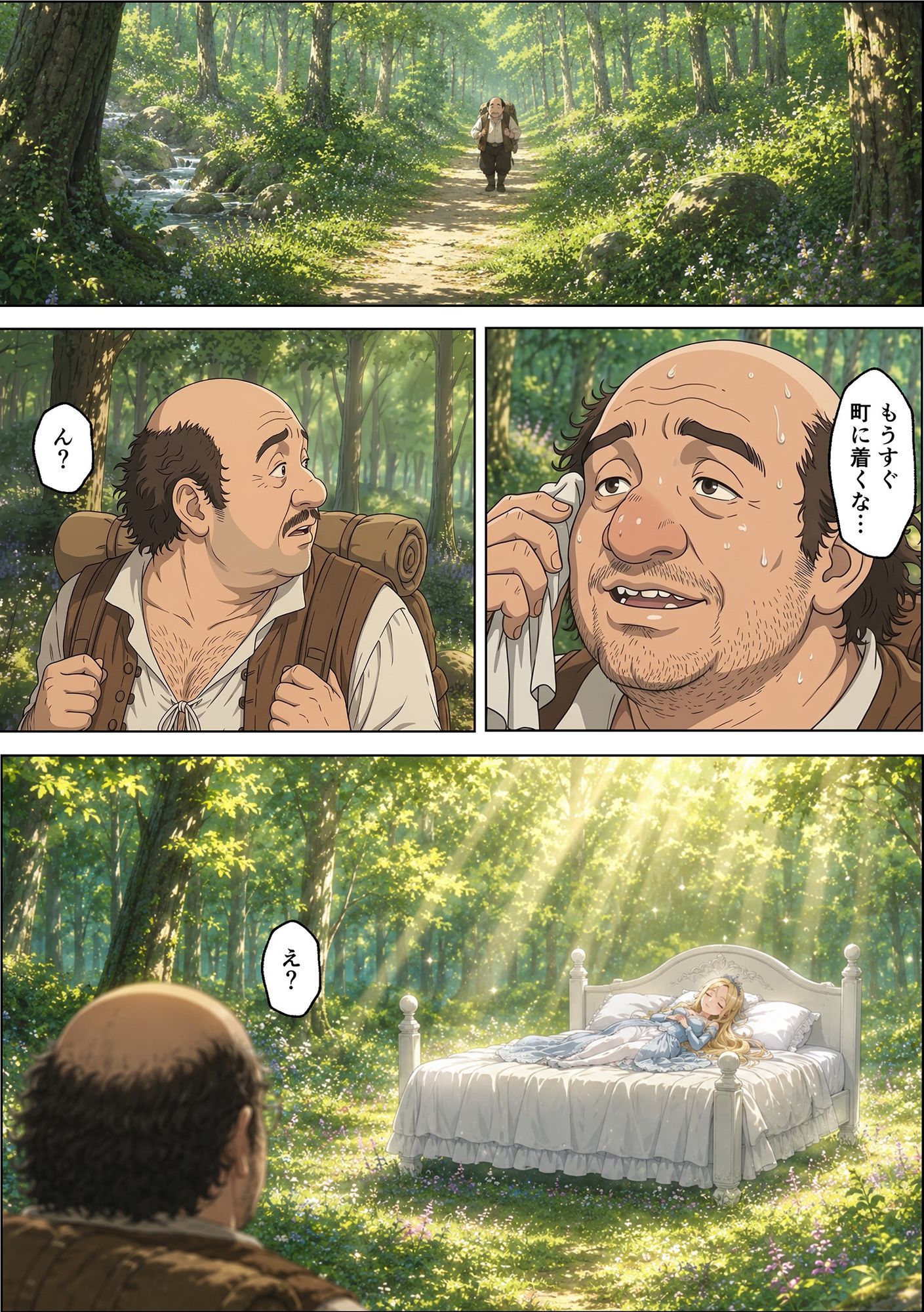 魔女の呪いで眠ってしまったお姫さまにハゲデブおじさんが種付け中出し！ - サンプル画像 6