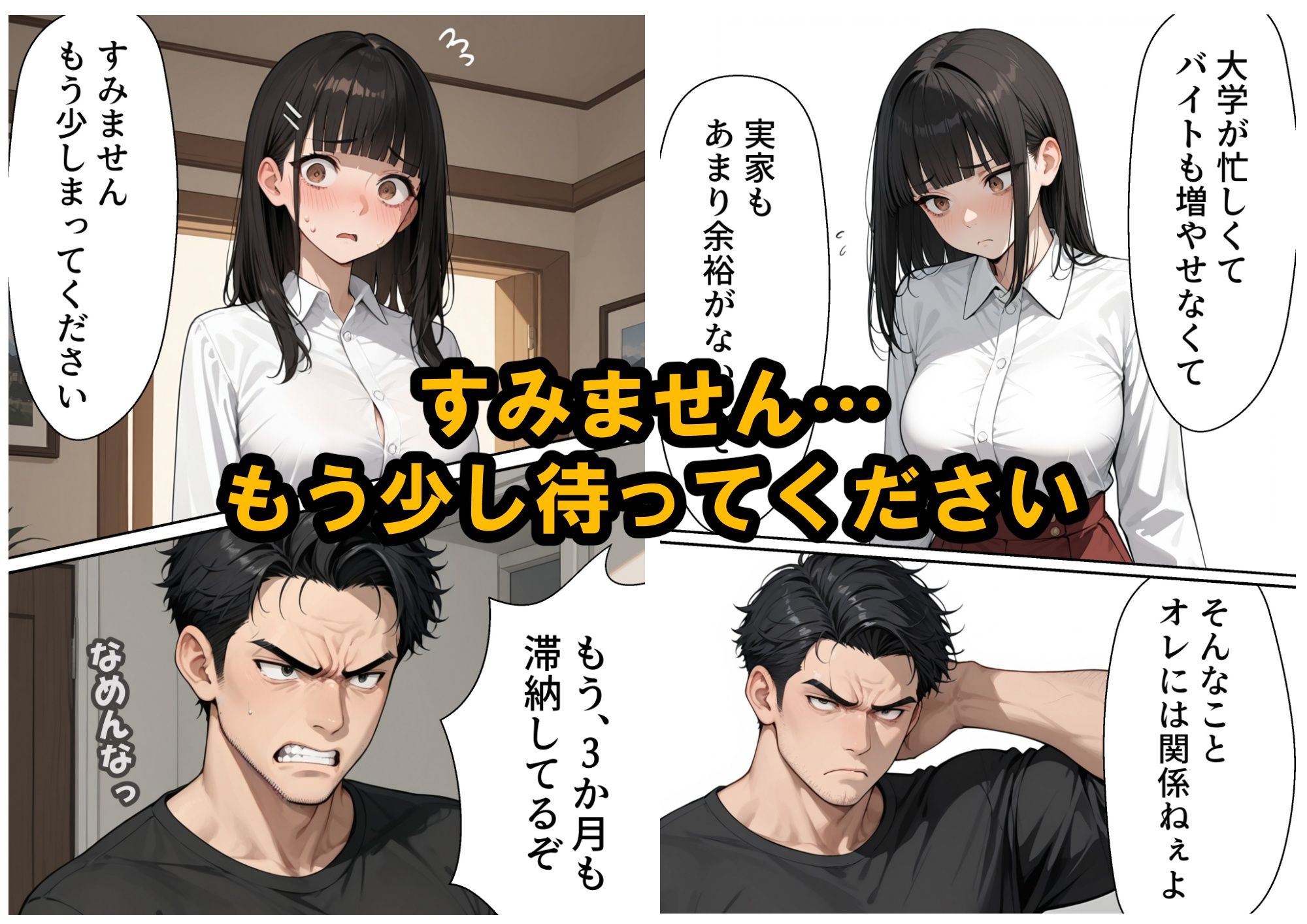 【家賃滞納】清楚系巨乳女子大生が堕ちる「性の取引」大家のエッチな要求にNOと言えない黒髪ロングニーハイ！エスカレートする強●調教 - サンプル画像 2
