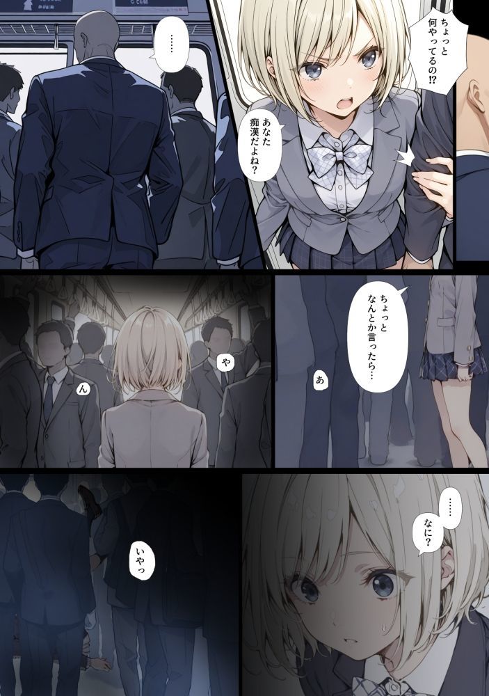 黒髪少女と金髪少女が電車で集団痴●に遭う漫画【ifストーリー】 - サンプル画像 2