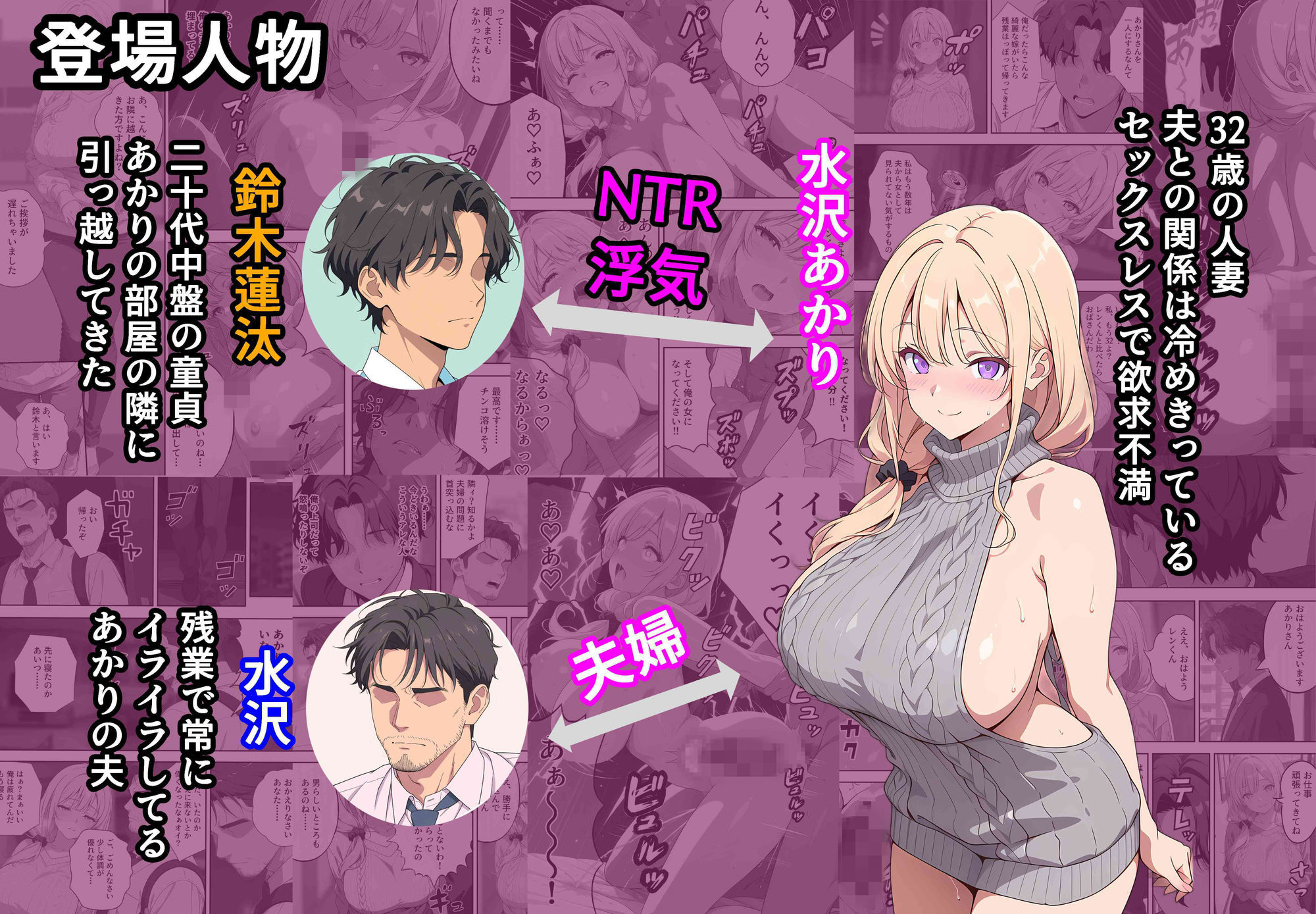 童貞だけど隣に住む人妻と浮気セックスしたら最高に気持ちいいから寝取ってやろうと決意する - サンプル画像 1