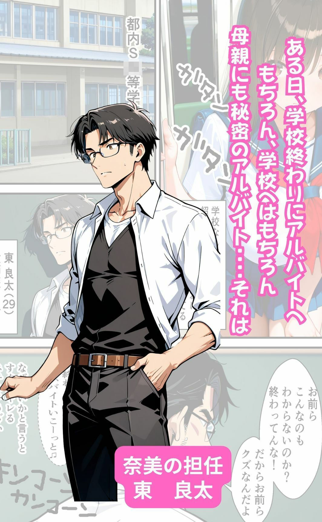 爆乳JKが風俗店でバイトしてたらキモ教師達に見つかり3P穴攻めセックスをした話 - サンプル画像 2