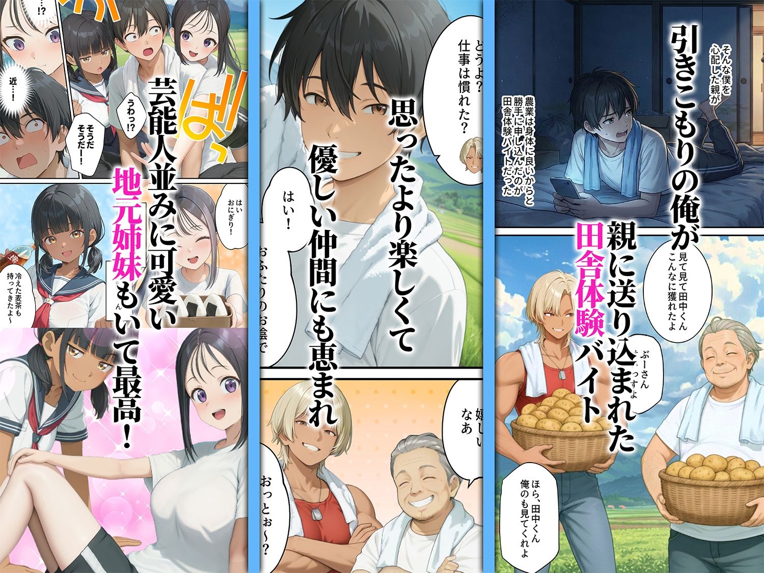 性に豊かな田舎体験はいかがですか？〜地元姉妹と5人でグループセックス〜 - サンプル画像 1