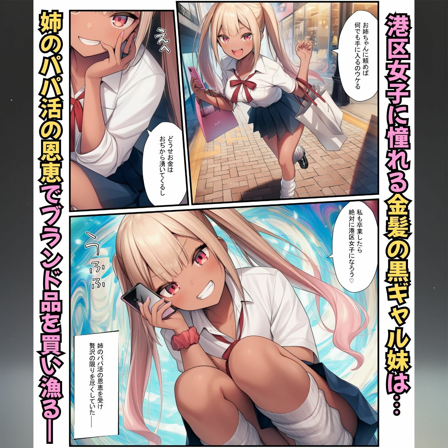 港区女子に濃厚種付け！白ギャル姉と黒ギャル妹がタワマンおぢに屈服してメス堕ち - サンプル画像 2