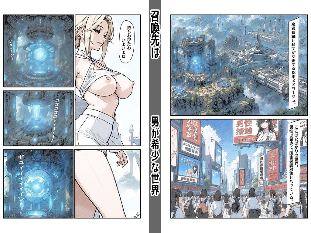 男女比大幅逆転！科学召喚された俺は金髪女所長の適応検査で種馬にされた件 - サンプル画像 2