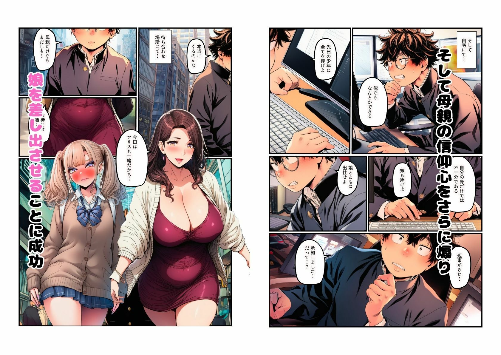 【熟女とJK  母娘丼】陰キャ男子から洗脳調教 - サンプル画像 7