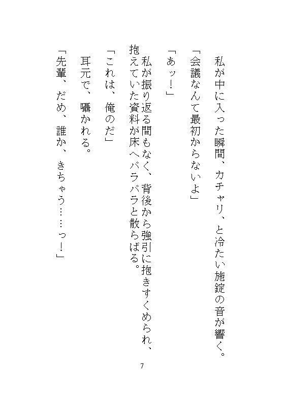 ハイスペ先輩のゲキオモ溺愛で蜜穴調教・後編。オフィスチェアM字拘束と、給湯室のナマ種付けプレスのあと、一生逃げられない檻の中で永久飼育 - サンプル画像 4