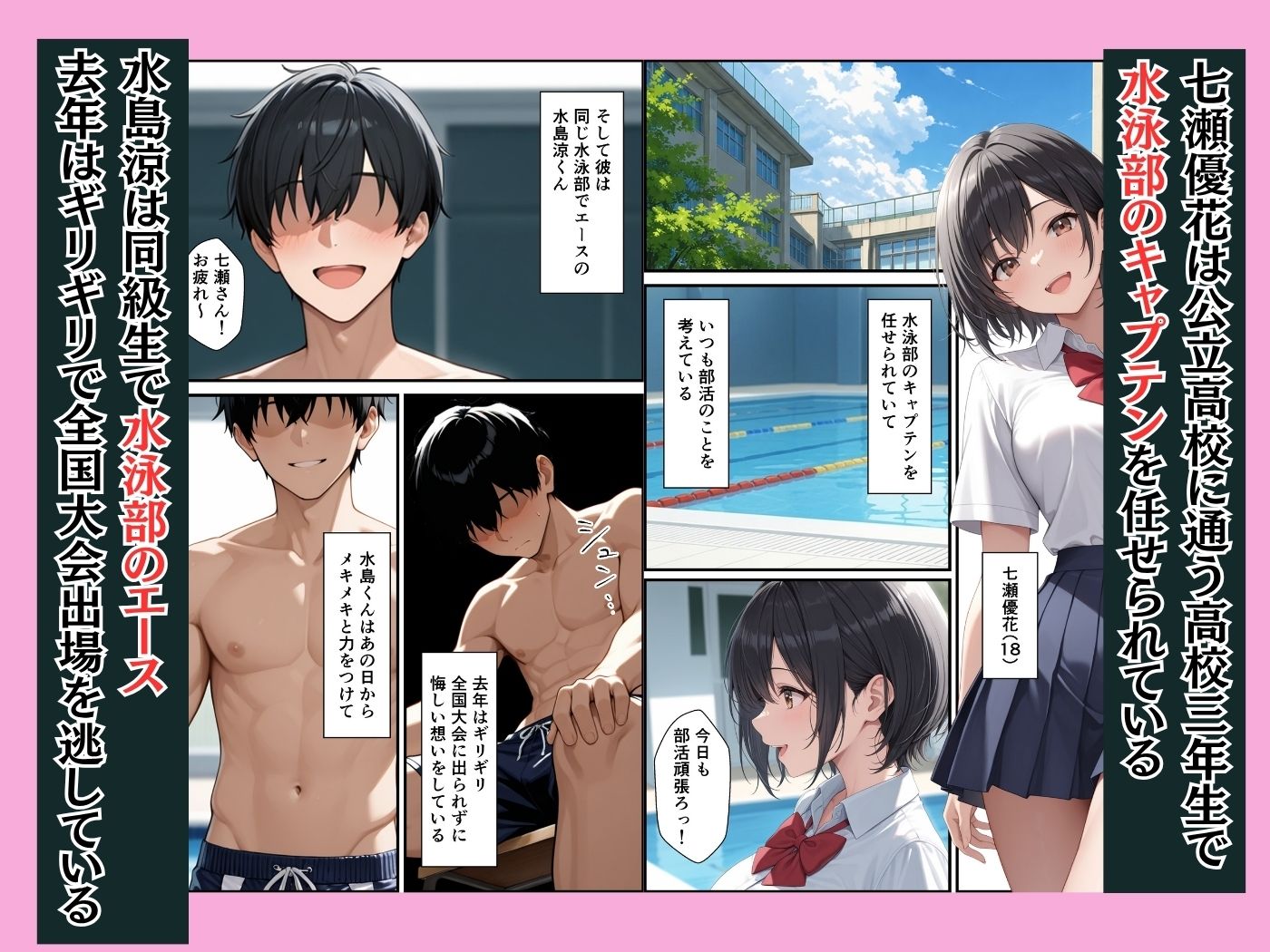 ケガをして落ち込む男子部員が水泳部キャプテンに慰めてもらったら中出しセックスに発展した話 - サンプル画像 1