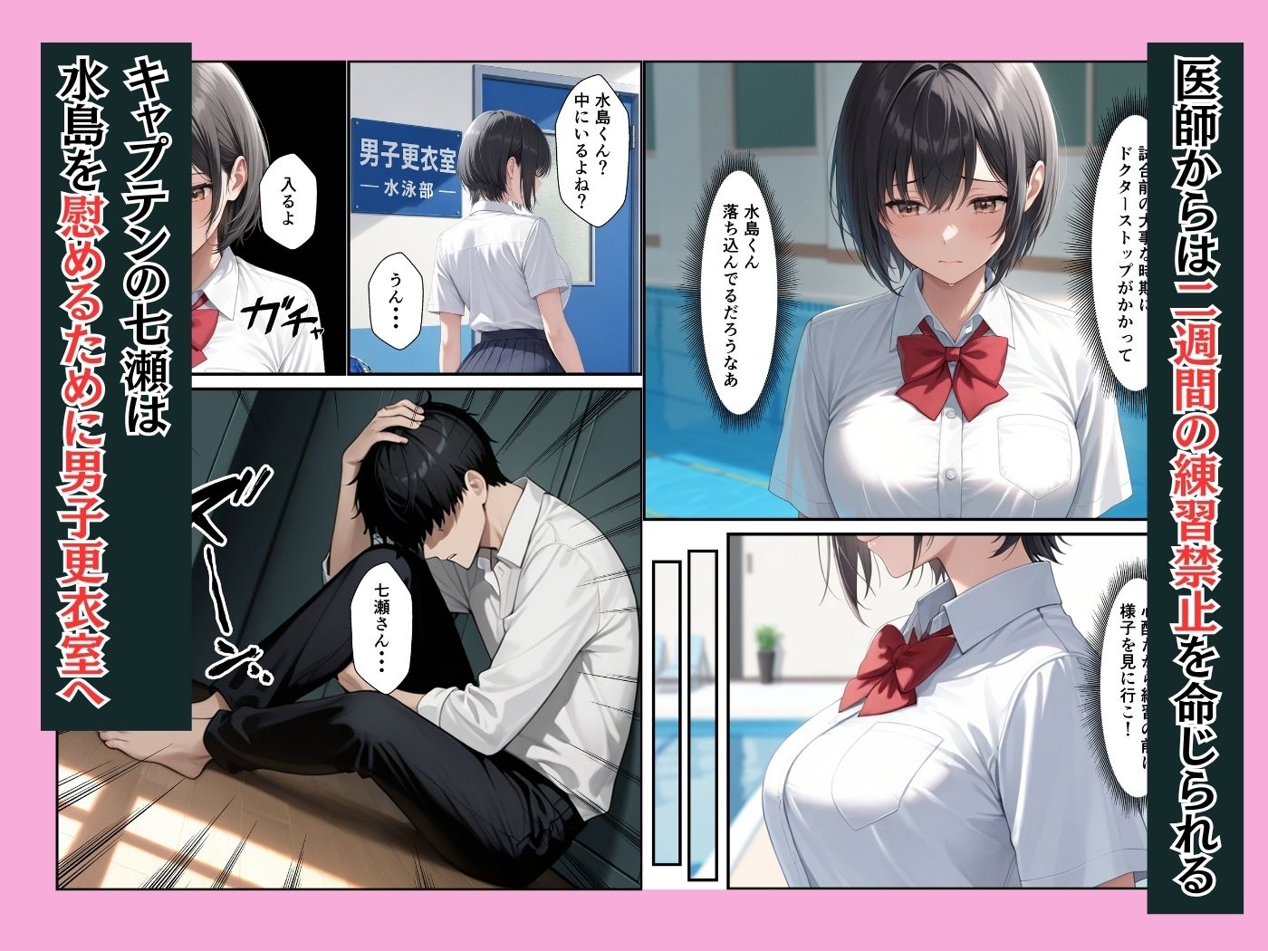 ケガをして落ち込む男子部員が水泳部キャプテンに慰めてもらったら中出しセックスに発展した話 - サンプル画像 3