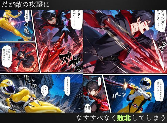 戦隊イエロー吸血鬼堕ち〜悪堕ちした変身ヒロインは牙と翼を身につける〜 - サンプル画像 2